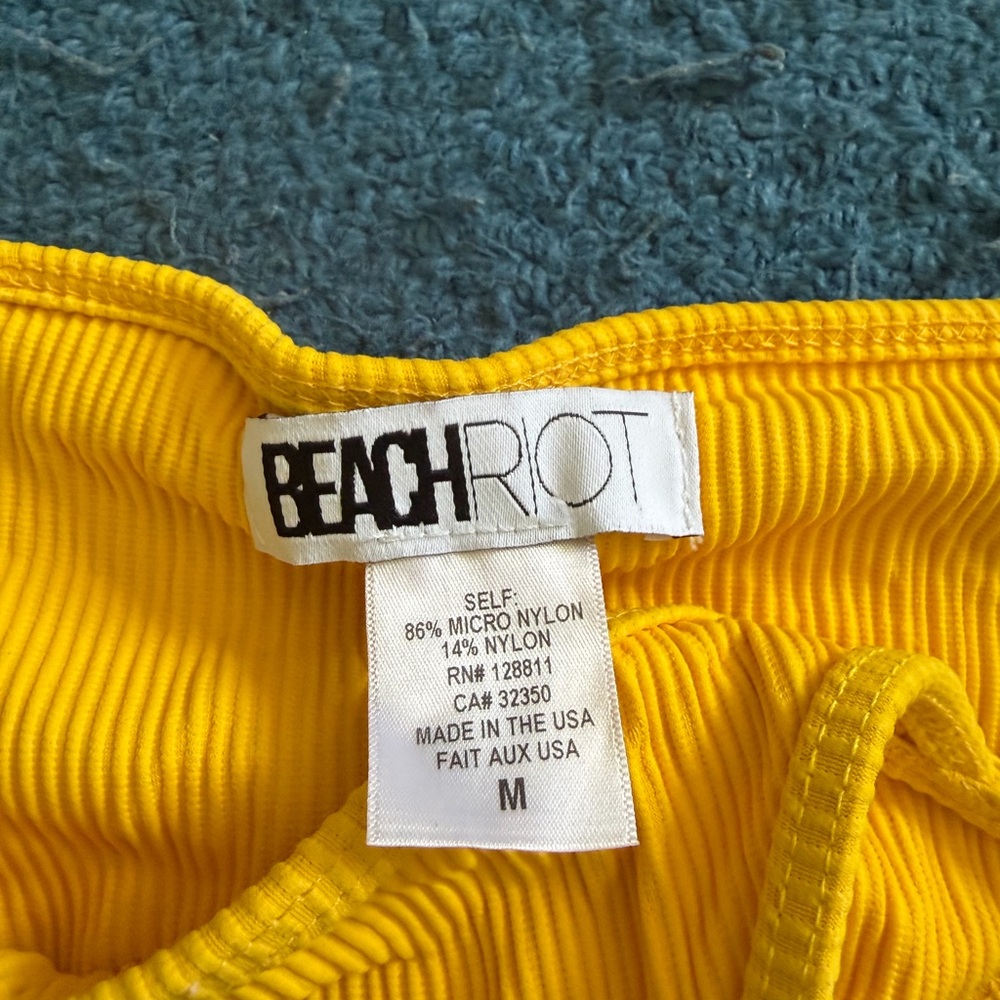 Beach Riot Yellow Ribbed Triangle Bikini Set - Picture 2 of 6